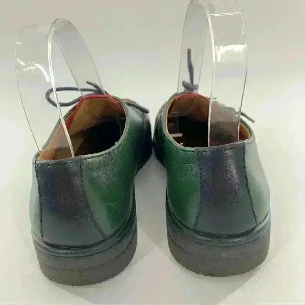 Rohde Oxfords 4.5 green blue leather color blocked vintage 80s 90s grandpa core - Picture 4 of 14